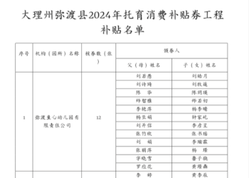 弥渡27个婴幼儿家庭获1000元托育补贴券，名单公示→